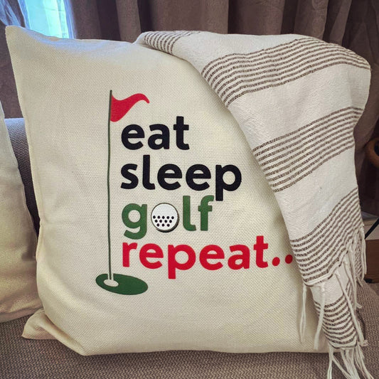 Eat Sleep Golf Repeat Throw Pillow