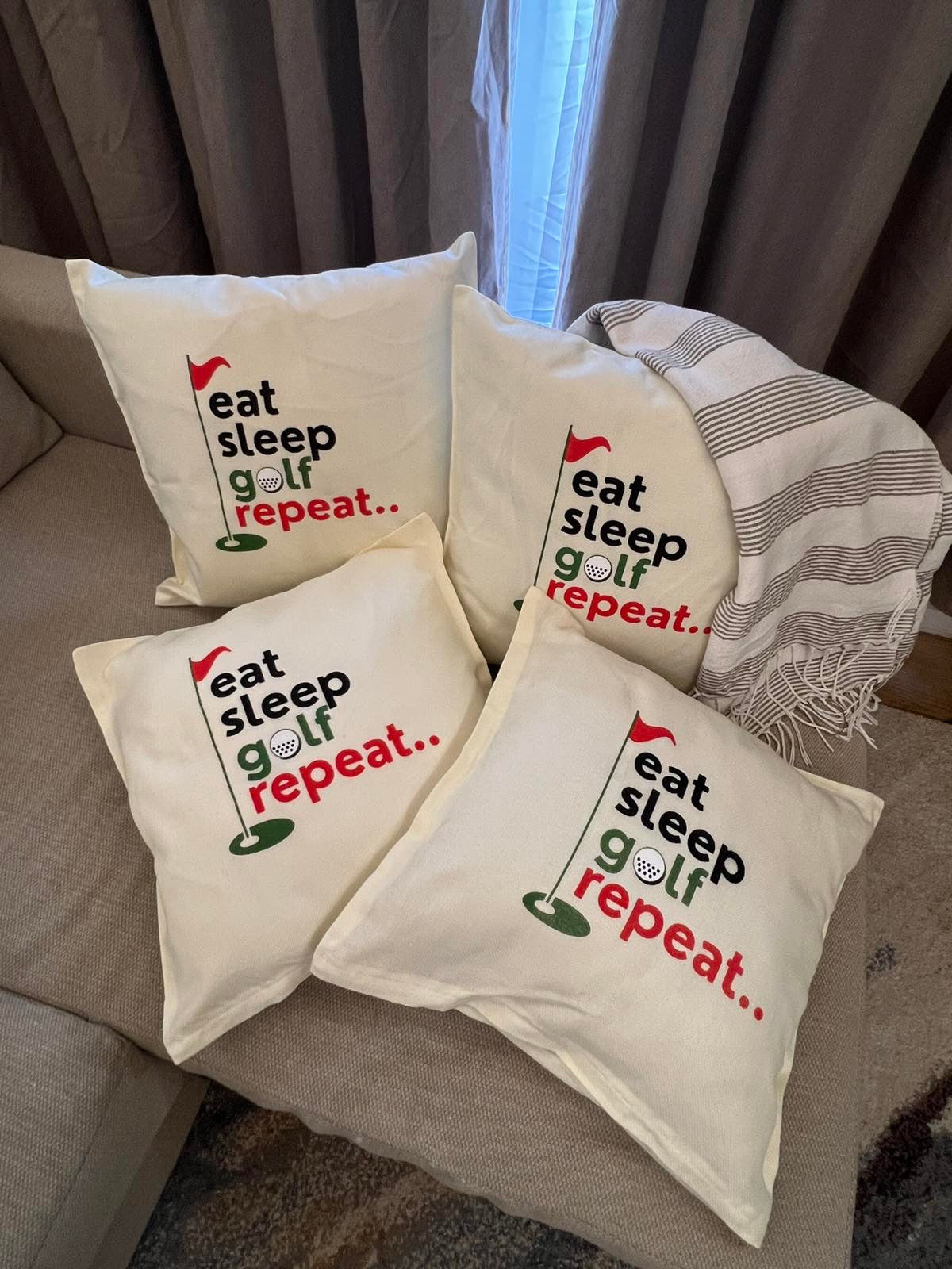 Eat Sleep Golf Repeat Throw Pillow